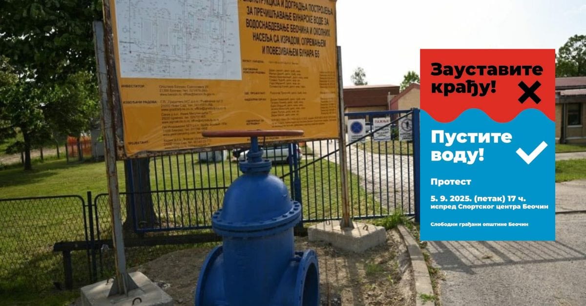 Protest građana Beočina – voda, skup 5. septembra 2025