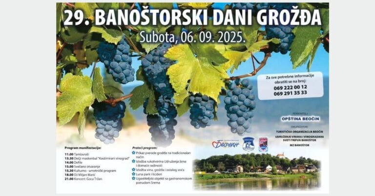 „29. Banostorski dani grožđa 2025 – grožđe i tradicija u Banostoru“