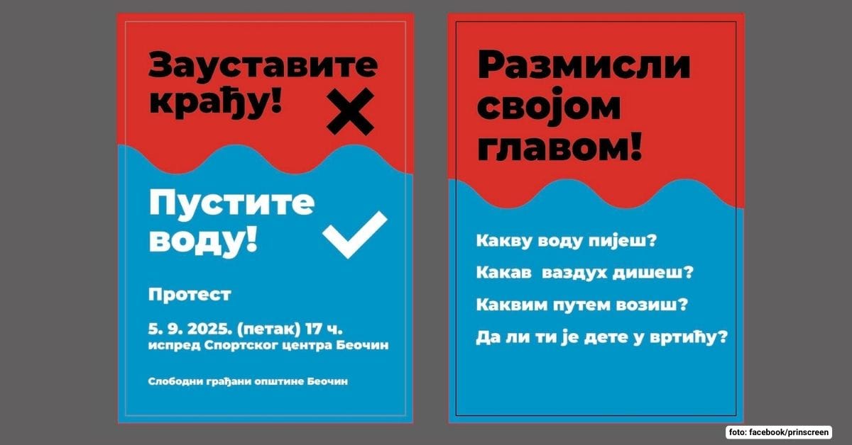 „Protest građana u Beočinu 2025 – Pustite vodu, Zaustavite krađu“