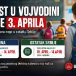 Raspust u Vojvodini počinje 3. aprila 2026 učenici škola