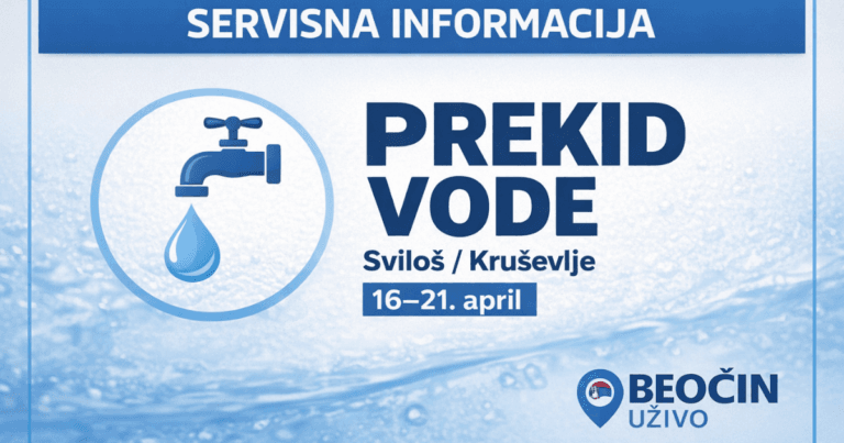 Servisna informacija prekid vode Beočin Sviloš Kruševlje