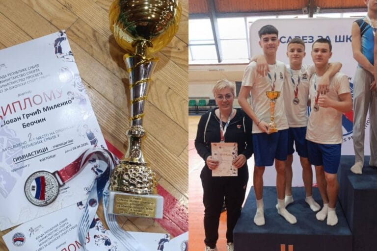 Učenici iz Beočina osvojili drugo mesto na Prvenstvu Srbije u gimnastici Kostolac 2026