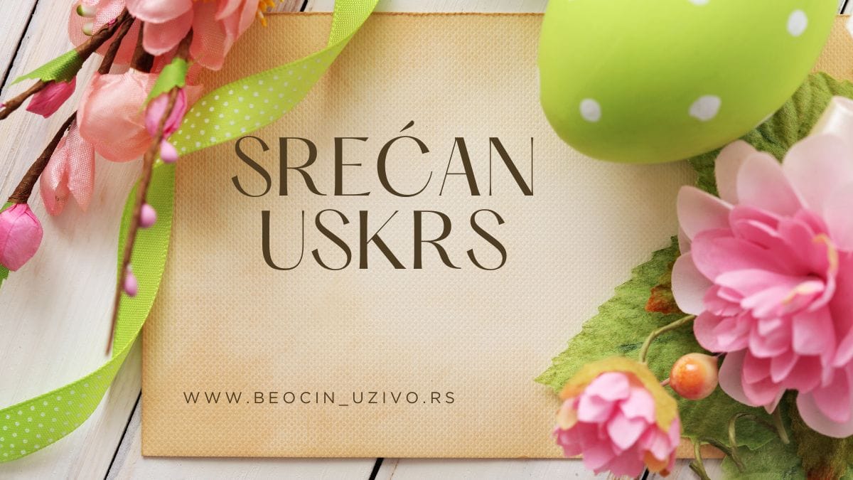 Srećan Uskrs, uskršnja dekoracija sa jajima i cvećem – Beočin Uživo čestitka, Canva