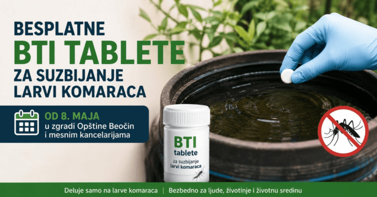 BTI tablete za suzbijanje larvi komaraca dostupne građanima Beočina