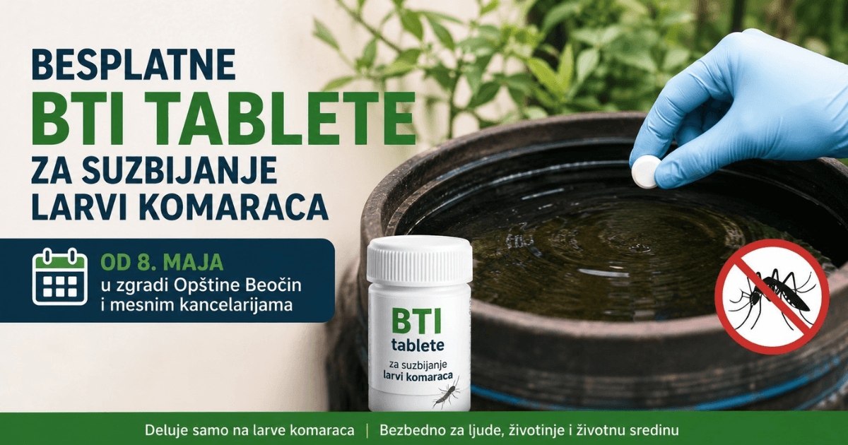 BTI tablete za suzbijanje larvi komaraca dostupne građanima Beočina
