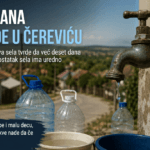 AI ilustracija – problemi sa vodosnabdevanjem u Čereviću, prazna česma i kanisteri za vodu, maj 2026