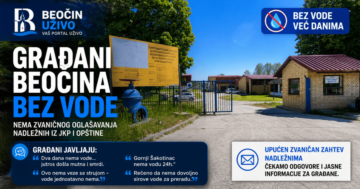 Nestanak vode u Beočinu – fabrika vode i objekat JKP Beočin, problemi u vodosnabdevanju 2026