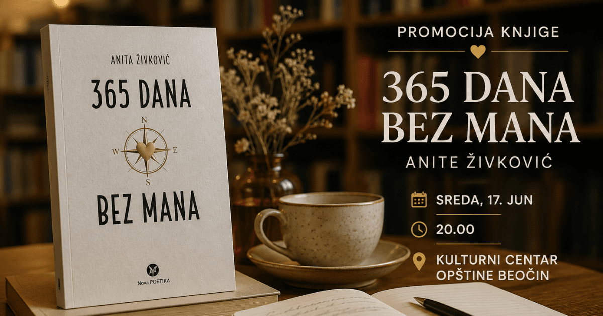 AI ilustracija promocije knjige „365 dana bez mana“ Anite Živković u Beočinu