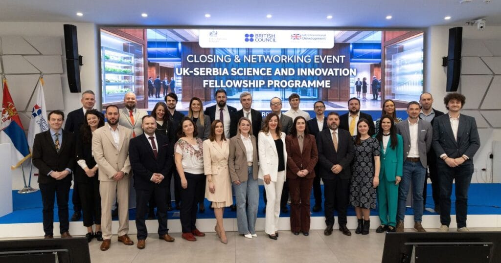 Učesnici programa UK-Serbia Science and Innovation Fellowship na završnom događaju u Srbiji, među kojima i profesor Boško Blagojević